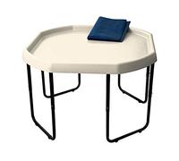 Children's Large Plastic Sand & Water Mixing Play Tray - CREAM - 100cm x 100cm with 3 Tier Height Adjustable Stand and Protective Cover Sheet.