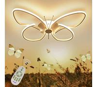 Children's LED Dimmable Ceiling Lights Children's Room Girls Boys Bedroom Deco Fixture, Butterfly Animals Acrylic Shade Chandelier for Living Room Hallway, con remote control L64*W44cm