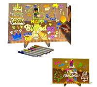 Children's LED Drawing Board, LED Coloring Notepad, Doodle Magic Glowing Drawing Board, Glowing Board with Colored Fluorescent Markers and Tripod, Birthday, Christmas, Halloween Children's Gift.