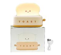 Children's LED Night Light, USB Rechargeable Toast Lamp, Silicone Children's Bedside Lamp, Brightness Adjustment by Click and Can Be Timed Baby Night Light, Birthday and Christmas Gifts