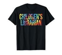Children's Librarian Back to School Tie Dye Retro Rainbow T-Shirt