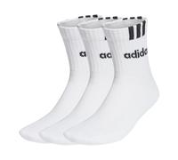 adidas Sportswear Unisex 3 Pack Cushioned 3 Stripe Linear Socks - White, White, Size Xs, Men White