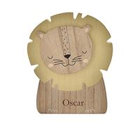Children's Lion Shaped Wooden Money Box with Window (Not Personalised)