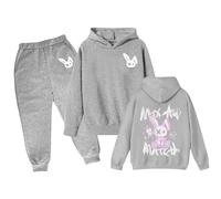 Children's Long Sleeve Cartoon Rabbit Print Hoodie Top Hoodie Pants Set Comfortable Children's Long Sleeve Cartoon Rabbit Print Hoodie Top Hoodie Pants Set Activewear Tracksuit Kids Silver