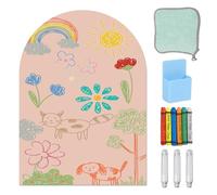 Children's Magnetic Board, Large Magnetic Board, 80 x 100 cm, Curved Magnetic Board, 6 Chalk Pens, 1 Cleaning Cloth, 3 Chalk Holders, 1 Storage Box, 1 Roll of Adhesive Backing, Magnetic Drawing Board