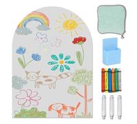 Children's Magnetic Board, Large Magnetic Board, 80 x 100 cm, Curved Magnetic Board, 6 Chalk Pens, 1 Cleaning Cloth, 3 Chalk Holders, 1 Storage Box, 1 Roll of Adhesive Backing, Magnetic Drawing Board