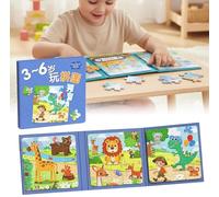 Children's Magnetic Building Book, Magnetic Puzzles for Kid Ages 3-6, Travel Learning Magnet Puzzles, Educational Travel Toys Car Plane Activities Kid Jigsaw, Birthday Presents for Children (A)