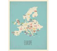 Children's Map of Europe (Blue)