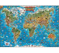 Childrens Map of the World flat laminated map dino