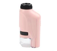 Childrens Microscope 60X-120X Magnification Pocket Monocular with LED Illumination and Smartphone Adapter for STEM Learning Blue(Pink)