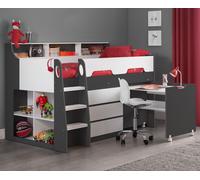 Jupiter - Single - Kids Mid Sleeper Cabin Bed - Grey and White - Wood - 3ft - Happy Beds