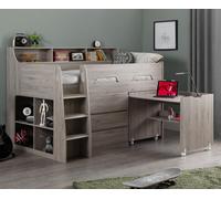 Children's Mid Sleeper, Jupiter Wooden Bed Single 5 Colour 4 Mattress Options [EEK: A+++]