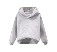 Children's Middle and Large Autumn Solid Color Hooded Pullover Sweater Soccer Girl Problems Sweatshirts (Grey, 8-9 Years)