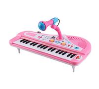Children's Mini Electronic Piano 37 Keys Multifunctional with Microphone, Pink/blue, for Children From 3 Years, & Clear Sound, 24 Melodies, 8 Impact Instruments, 4 Sound Effects