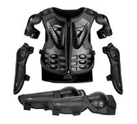 Childrens Motocross Body Armour Sets Breathable Wear-resistant Chest Spine Protective Gear with Elbow Knee Pads for Cycling Skiing Skateboarding Scooter for 4-14 Years Old,Black-One Size