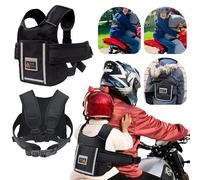 Children's Motorcycle Safety Belt, Child Motorcycle Safety Harness Adjustable Baby Protection Belt Kids Safety Strap Harness with Pocket & Reflective Breathable Material for 3-12 Years Child, Black