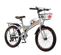 Children's Mountain Bike City Bike 7 Speed Mens and Womens Foldable Mountain Bicycle Folding and Installation-Free Thickened Anti-Skid and Wear-Resistant Tires Silver,10