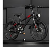 Children's Mountain Bike,Front and Rear Double Shock Absorption 6-Speed Double Disc Brake Handle Height Adjustable, for Women Men Teens Black,20