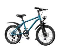 Children's Mountain Bike,Geared Bicycle Front and Rear Double Shock Absorption 6-Speed Double Disc Brake Handle Height Adjustable,Suitable for Teenagers and Children. Green,22