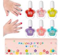 Children's Nail Polish Set, 6 Colours, Water-Based Removable Nail Polish, Children's Quick Drying Glitter Nail Polish Set, Colourful Nail Colours for Creative DIY Manicure and Gift Ideas for Girls