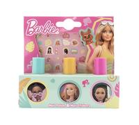 Children's Nail Polish & Stickers Gift Set - 3 Peelable Water-Based Nail Varnishes & 50 Nail Stickers - Non-Toxic Kids Beauty Gift - Official Barbie Merchandise