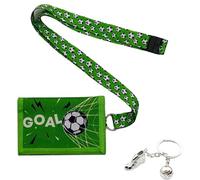 Children's Neck Pouch with Key Ring and Lanyard, Children's Wallet Boys with Note Compartment and Coin Compartment, Wallet for Boys, Girls, Green, V, 1