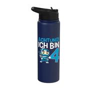 Children's Ninja 4th Birthday - Achtung Ich bin Four Stainless Steel Insulated Water Bottle
