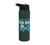 Children's Ninja 4th Birthday - Achtung Ich bin Four Stainless Steel Insulated Water Bottle