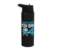 Children's Ninja 4th Birthday - Achtung Ich bin Four Stainless Steel Insulated Water Bottle