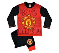 Childrens Official Manchester United FC Badge Pyjamas | Boys Girls Kids Football Club Nightwear Pj Set, Age 4-5 Years