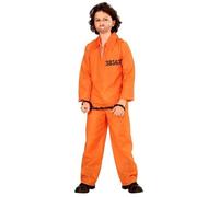 Childrens Orange Inmate Prisoner Costume Fancy Dress Overalls