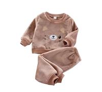 Children's Pajamas Thickened Little Boys Autumn And Winter Fuzzy Fleece Boys And Girls Coral Velvet Girls' Homewear Set For Children Cow Toddler Clothes
