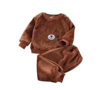 Children's Pajamas Thickened Little Boys Autumn And Winter Fuzzy Fleece Boys And Girls Coral Velvet Girls' Homewear Set For Children Cow Toddler Clothes
