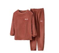 Children's Pajamas Warm Solid Color Set Boys And Girls Children's Home Wear Soft Fuzzy Homewear With Fleece Sweatpants Easy Living Fleece Robe Wine