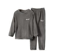 Children's Pajamas Warm Solid Color Set Boys And Girls Children's Home Wear Soft Fuzzy Homewear With Fleece Sweatpants 2t Housecoat Grey