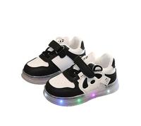 Children's Panda Cartoon LED Shoes - Kids Boys Girls LED Light Luminous Sport Sneakers - Princess Shoes Flashing Light Up Sneakers - Lightweight Breathable Trainers 1-6Years Black