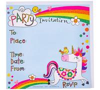 Children's Party Invitations - Unicorn and Rainbow - 8 Party Invites and Envelopes