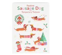 Children's Party Temporary Tattoos (2 Sheets), Festive Sausage Dog | temporary tattoos, kids tattoos, skin art decals, fake ink body decor, fun party favors, safe transfers