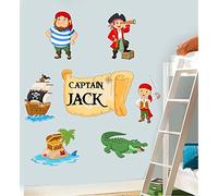 Childrens Personalised Pirates Pack Wall Art Vinyl Stickers Murals Decals