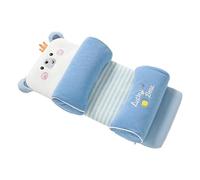 Children's Pillow With Pillowcase Memory Sponge Baby Sleep Thin Flat Suitable For Pillows Shaping Correcting Head Shape Breathable Silk Curly Hair(F1,39X18X22cm)