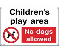 Childrens Play Area - No Dogs Allowed - 200mm x 150mm - 3mm Metal Composite Drilled Sign (PPA1)
