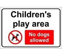 Childrens Play Area No Dogs Allowed Sign - Self Adhesive Sticker 300mm x 200mm