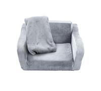 Children's play chair, folding sofa bed for children made of velvet fabric, complete with blanket and patterned design, baby sleeping and play chair,Grey,25.6 x 16.5 x 15.7