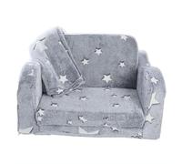 Children's play chair, folding sofa bed for children made of velvet fabric, complete with blanket and patterned design, baby sleeping and play chair,Grey 2,25.6 x 16.5 x 15.7
