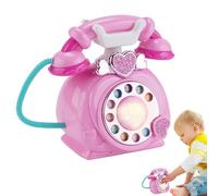 Children's Play Phone with Cord - Imagine a Landline Toy, An Interactive Desk Phone | Simulated Dialing Phone for Role Play, Birthday, Christmas, Pink, Rose, Red, ABS, Ele