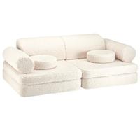 Children's play sofa teddy fabric cream white Wigiwama - 4751030598345