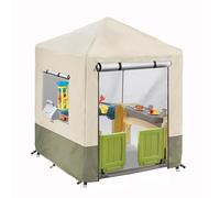 Children's Playhouse Cover, 420D Oxford Tarpaulin Foldable Waterproof Sunscreen All-Weather Protective 4 Windproof Buckle, for Backyard Garden Cottage Kids' Play House (Beige,56 x 56 x 60.2 inches)
