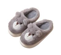 Children's Plush Slippers 2025 Autumn and Winter Warm Soft and Comfortable Bedroom Slippers Memory Non Home Shoes Girls Sandals Big Kids (Grey, 2.5 Big Kids)