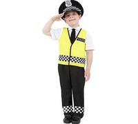 Smiffys Police Costume, Black with Top, Trousers, Hat & Radio Set, Boys Fancy Dress, Cops and Robbers Dress Up Costumes Halloween