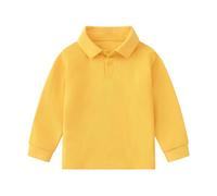 Children's Polo Shirt Boys Girls Plain Long Sleeve Polo Shirts with Button Placket Polo Collar Basic Shirt Casual Tops Fashion Classic Tops School Uniform Long Sleeve Shirt Golf Pullover, yellow, 4